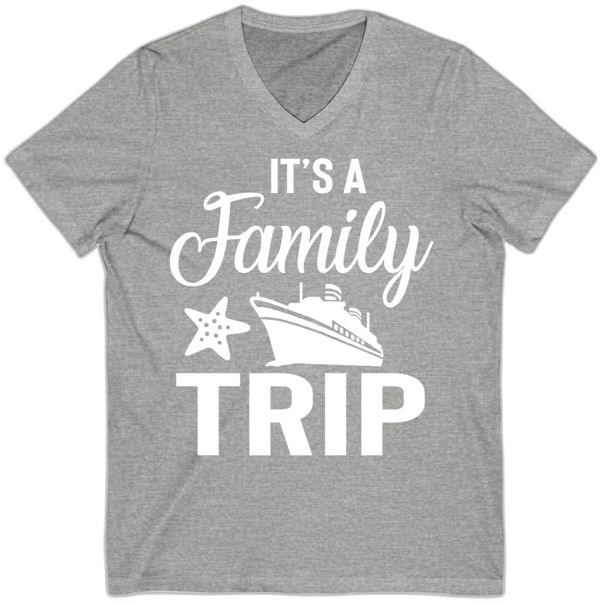 It's A Family Trip V-Neck for Your Cruise Vacation in Athletic Heather