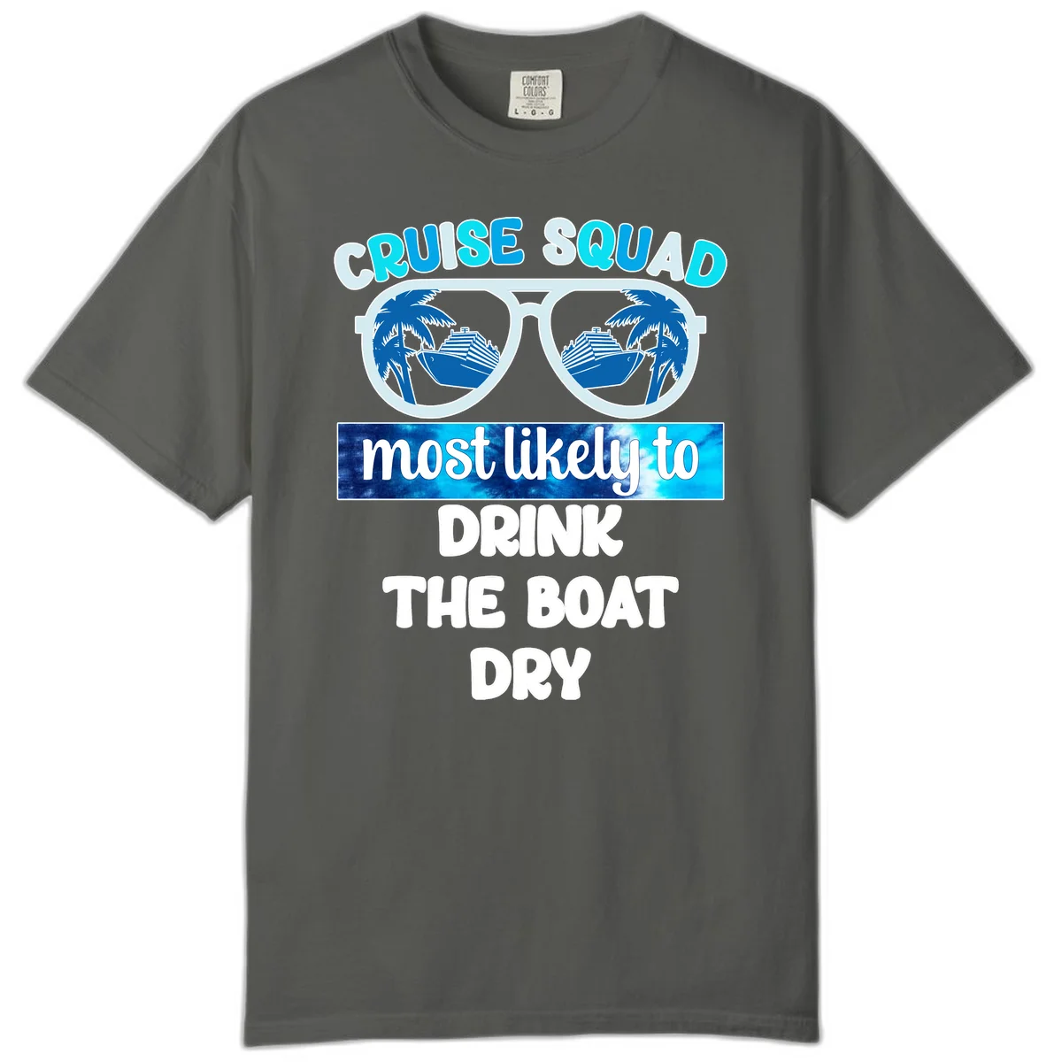 Cruise Squad Boat Dry Comfort Color Shirt in Pepper