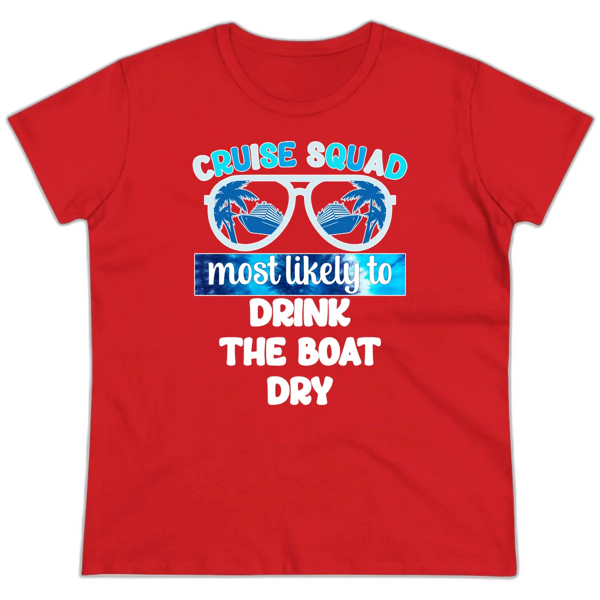 Cruise Squad Boat Dry Ladies Tee in Red