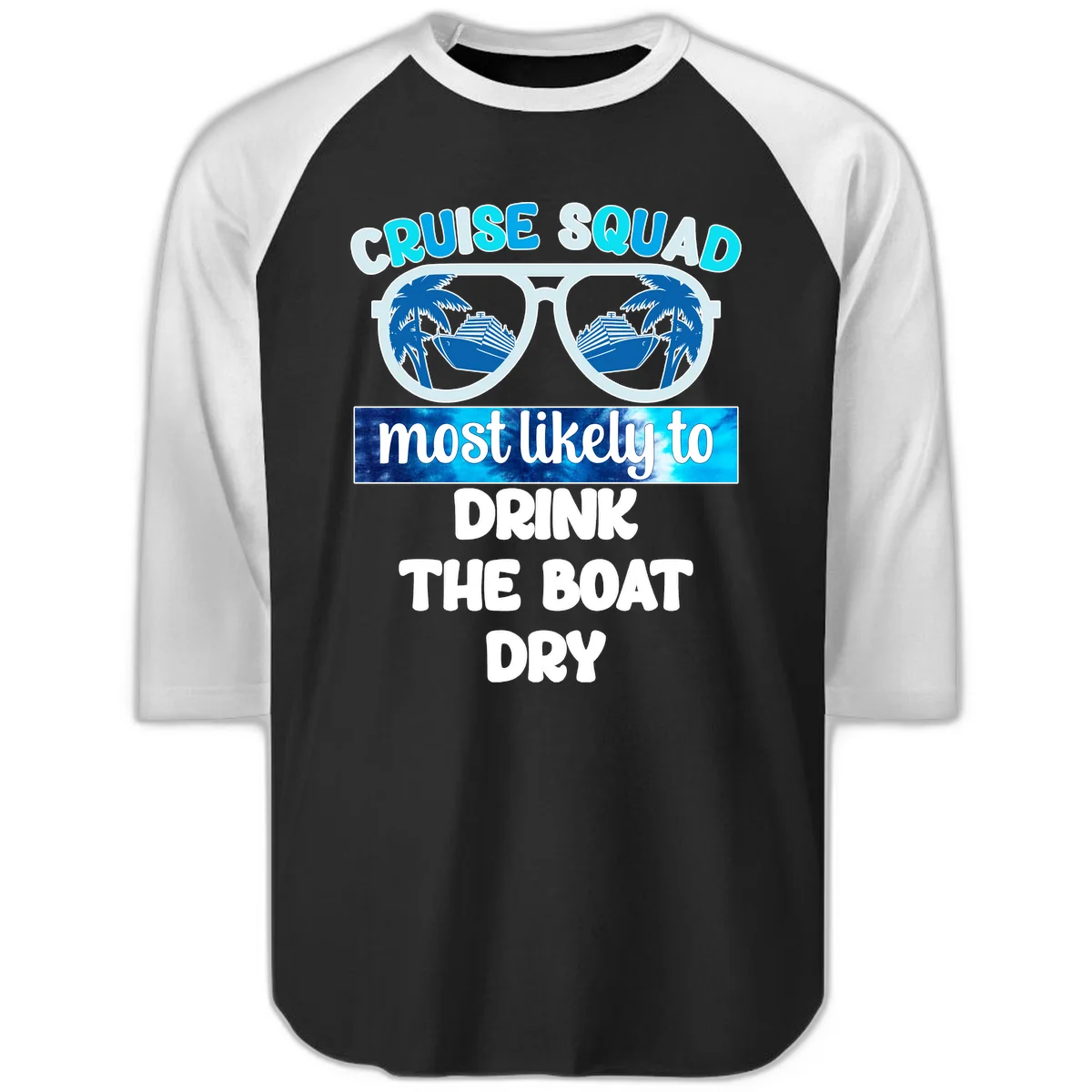 Cruise Squad Boat Dry Raglan 3/4 Sleeve in Black White