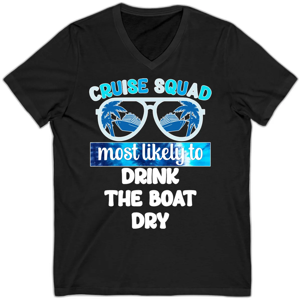 Cruise Squad Boat Dry V-Neck Shirt in Black