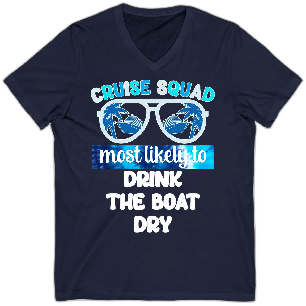 Cruise Squad Boat Dry V-Neck Shirt in Navy