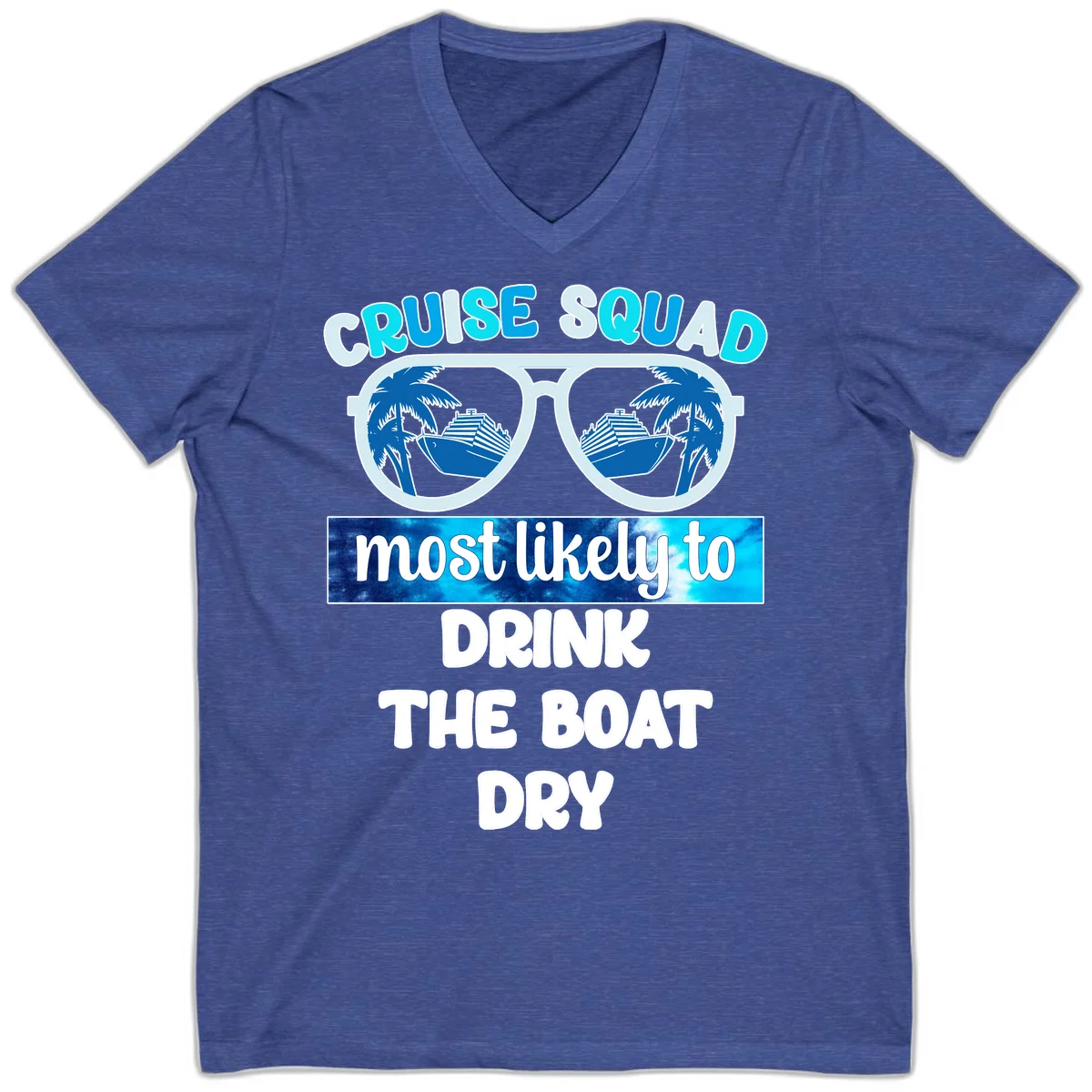 Cruise Squad Boat Dry V-Neck Shirt in Heather True Royal
