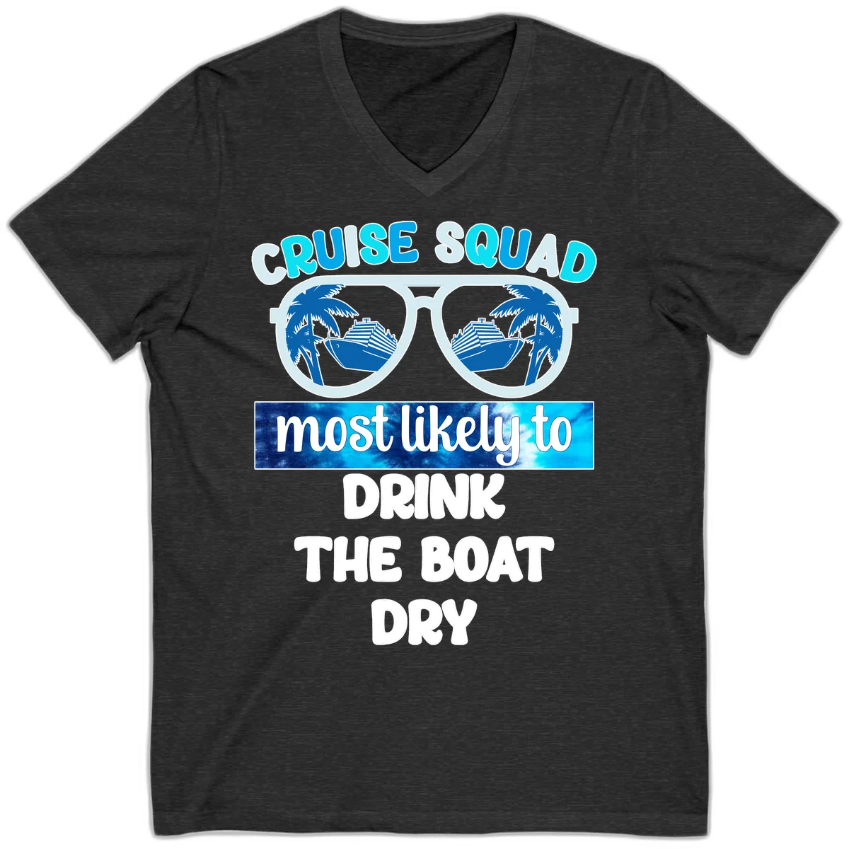 Cruise Squad Boat Dry V-Neck Shirt in Dark Grey Heather