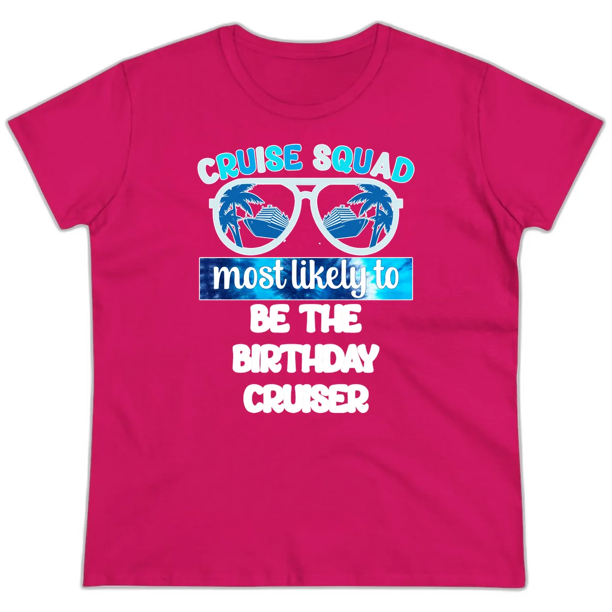 Cruise Squad Birthday Vibes Ladies Cruise Tee in Heliconia