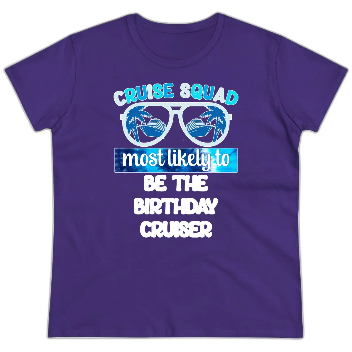 Cruise Squad Birthday Vibes Ladies Cruise Tee in Purple