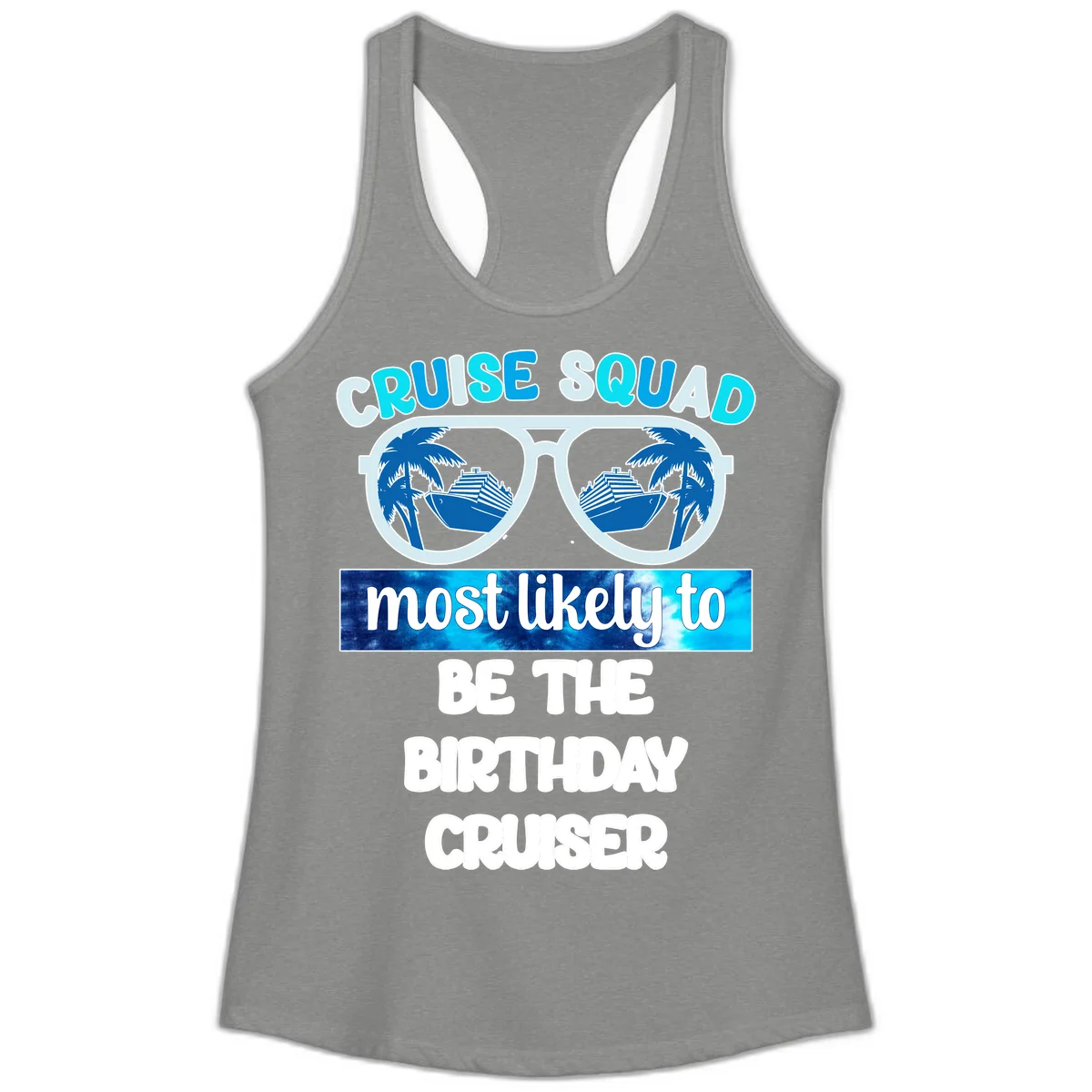 Cruise Squad Birthday Vibes Ladies Tank Top in Heather Grey