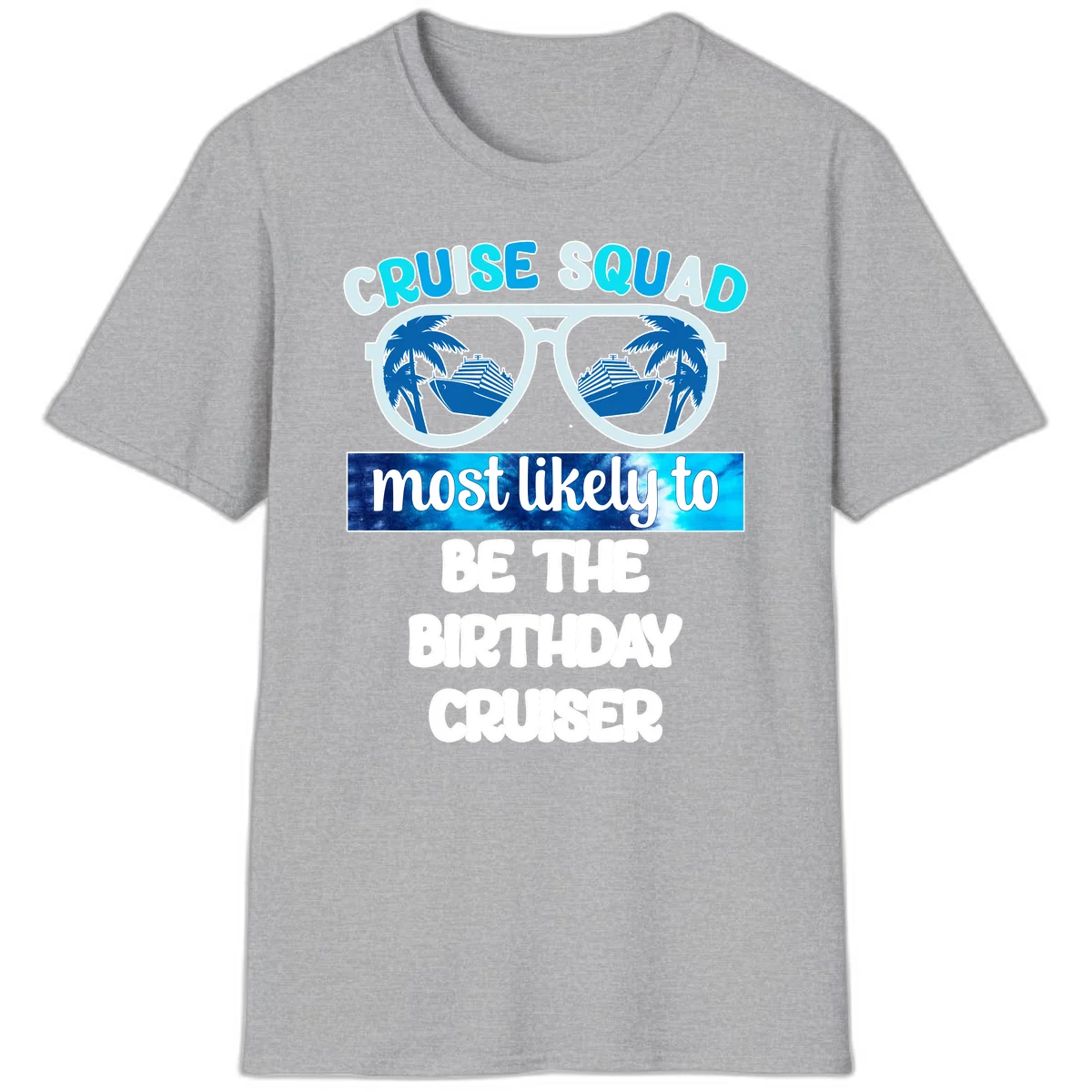 Cruise Squad Birthday Vibes T-Shirt in Sport Grey