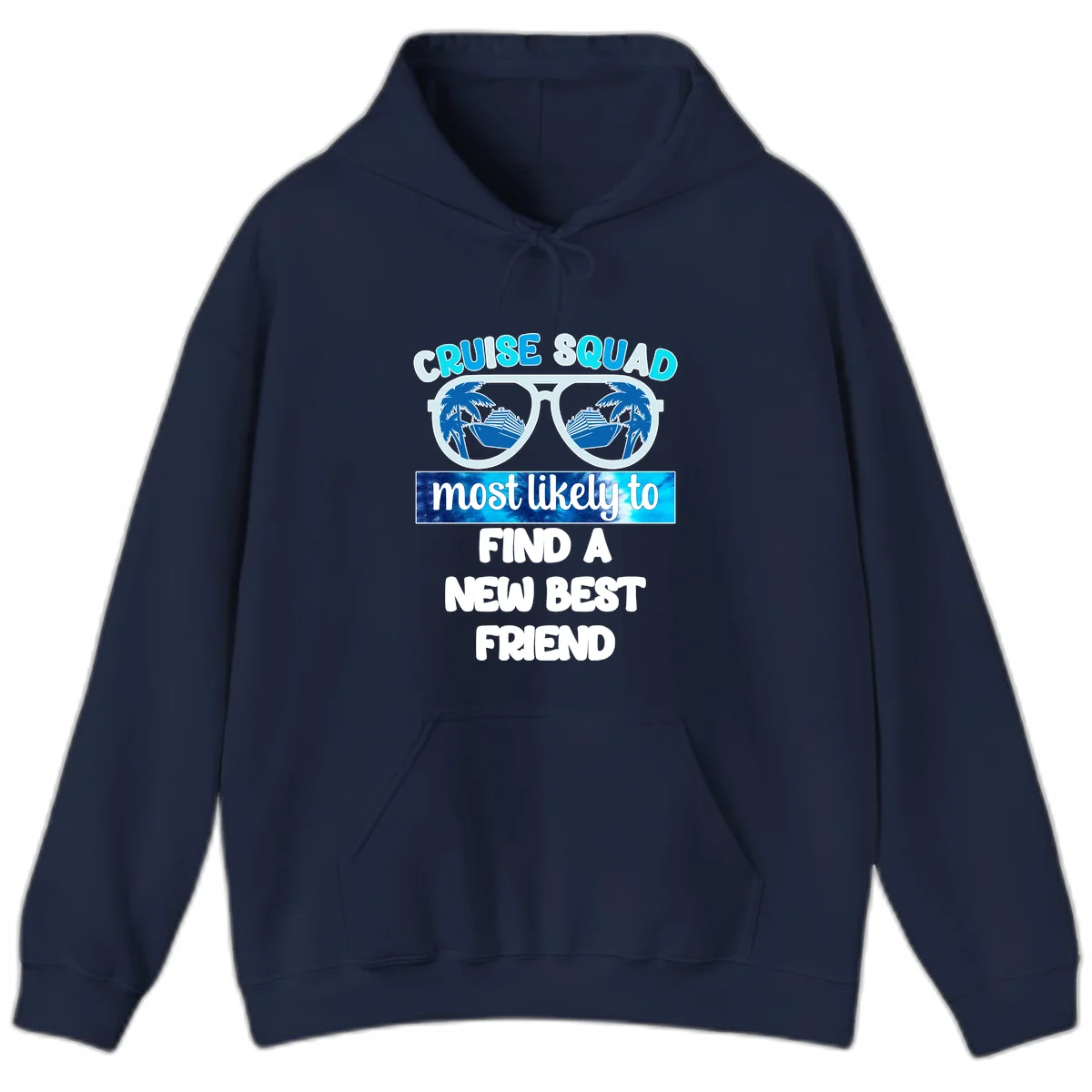 Cruise Squad Best Friend Sunglasses Hoodie in Navy