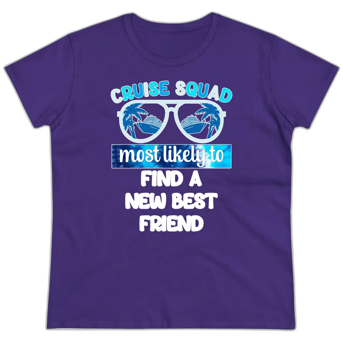 Cruise Squad Best Friend Sunglasses Ladies Tee in Purple