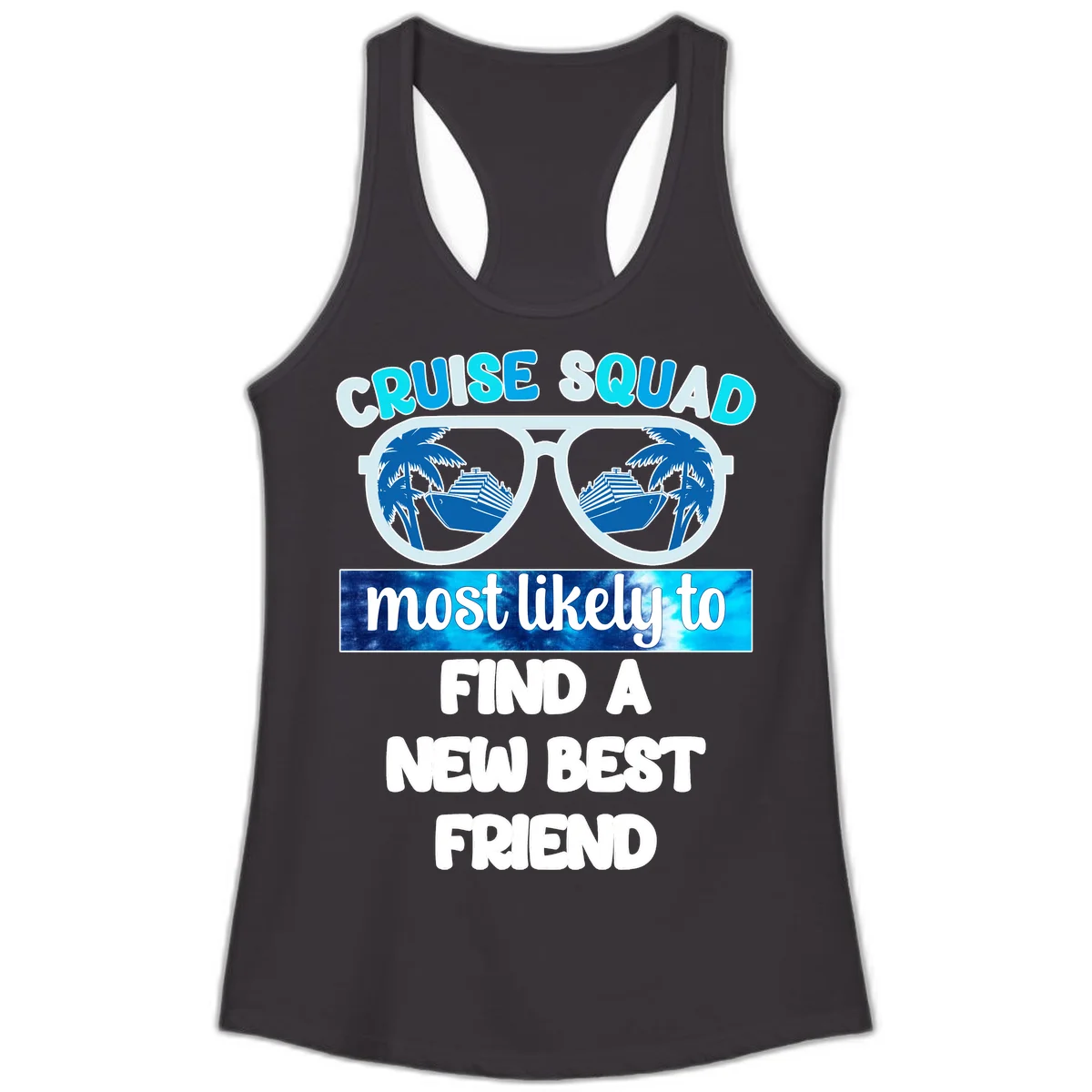 Cruise Squad Best Friend Sunglasses Ladies Tank in Black