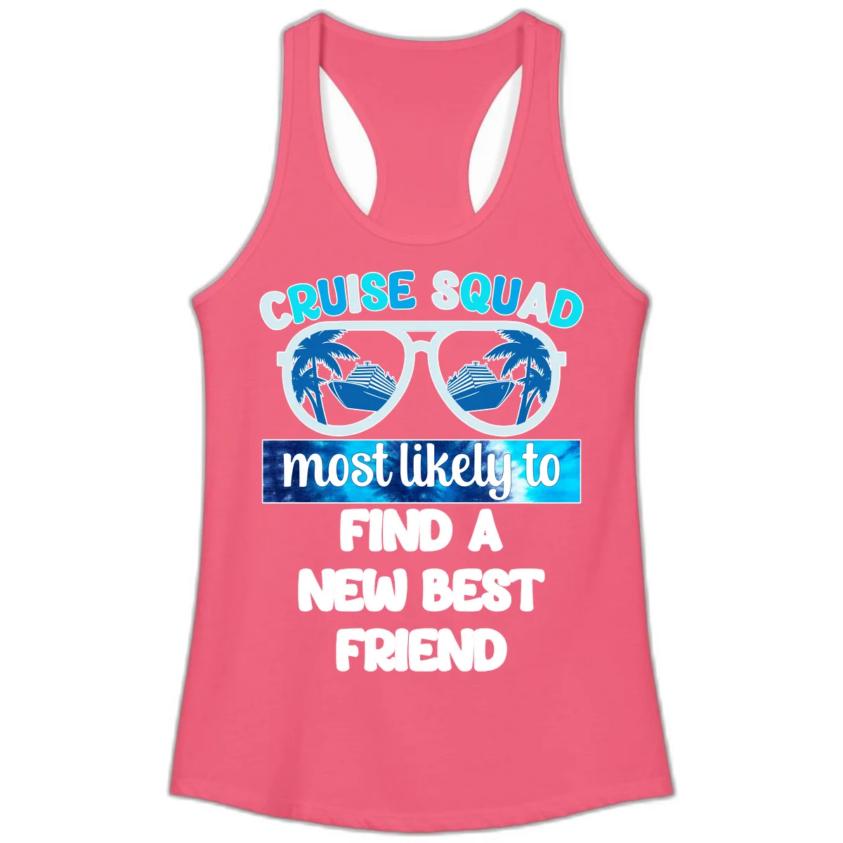 Cruise Squad Best Friend Sunglasses Ladies Tank in Hot Pink