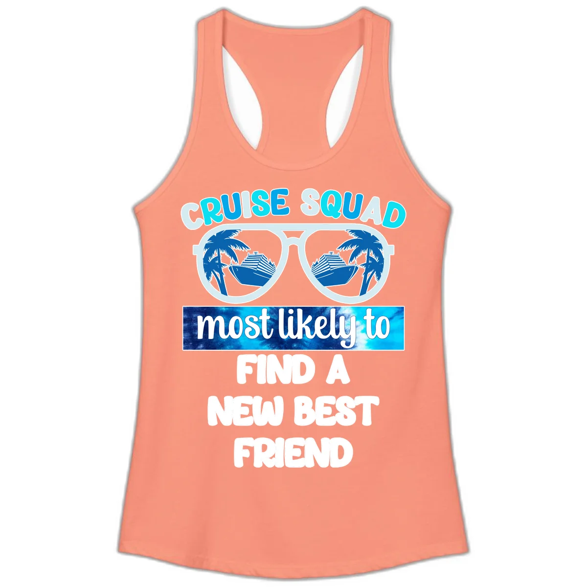 Cruise Squad Best Friend Sunglasses Ladies Tank in Solid Light Orange