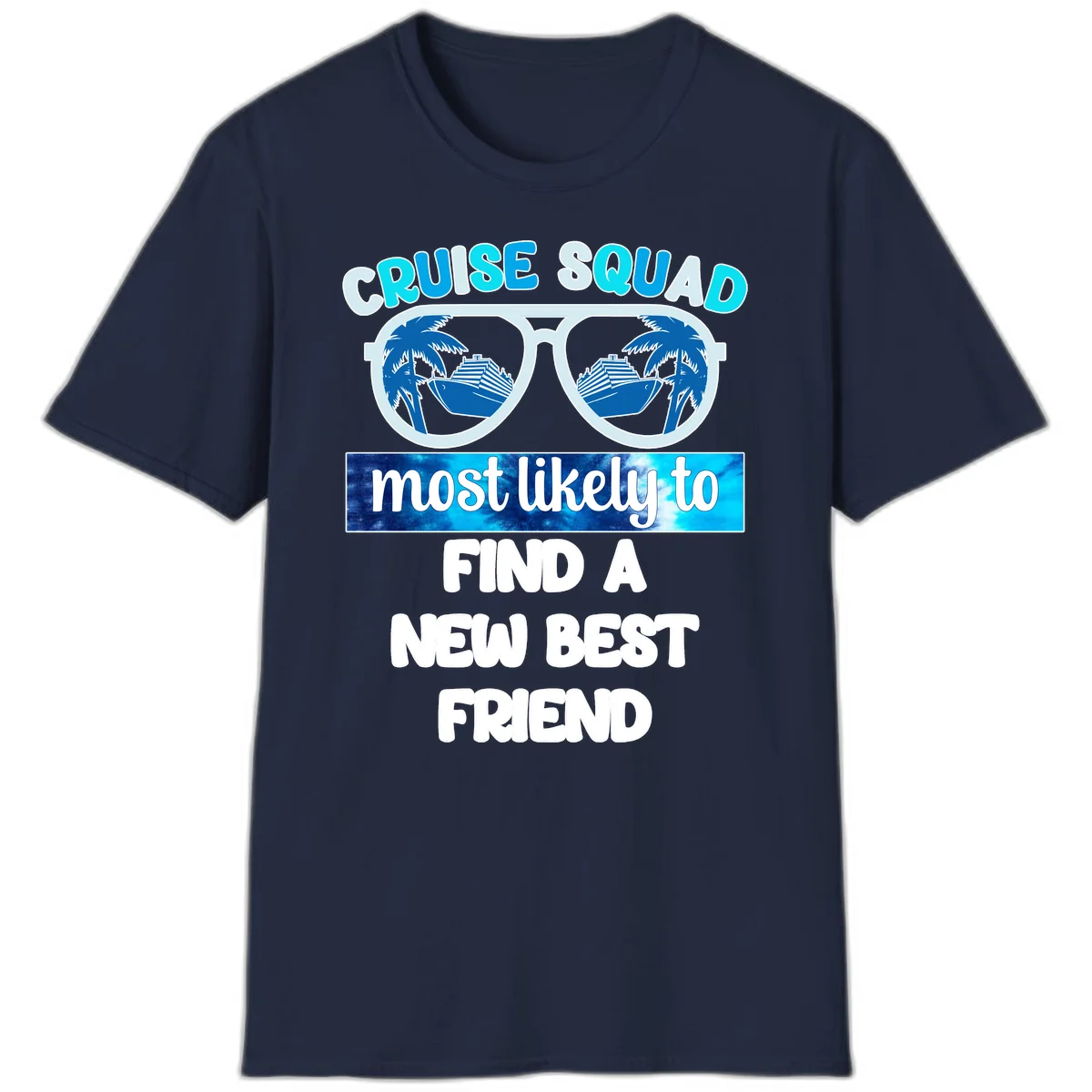 Cruise Squad Best Friend Sunglasses T-Shirt in Navy