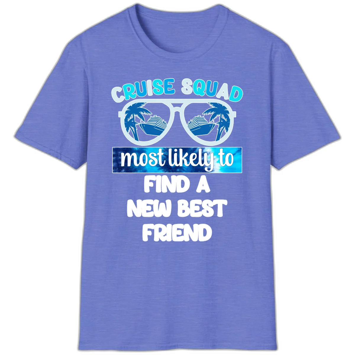 Cruise Squad Best Friend Sunglasses T-Shirt in Heather Royal