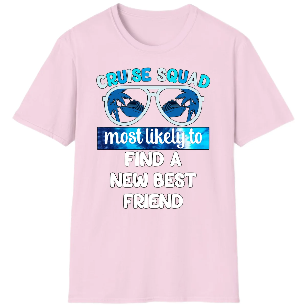 Cruise Squad Best Friend Sunglasses T-Shirt in Light Pink