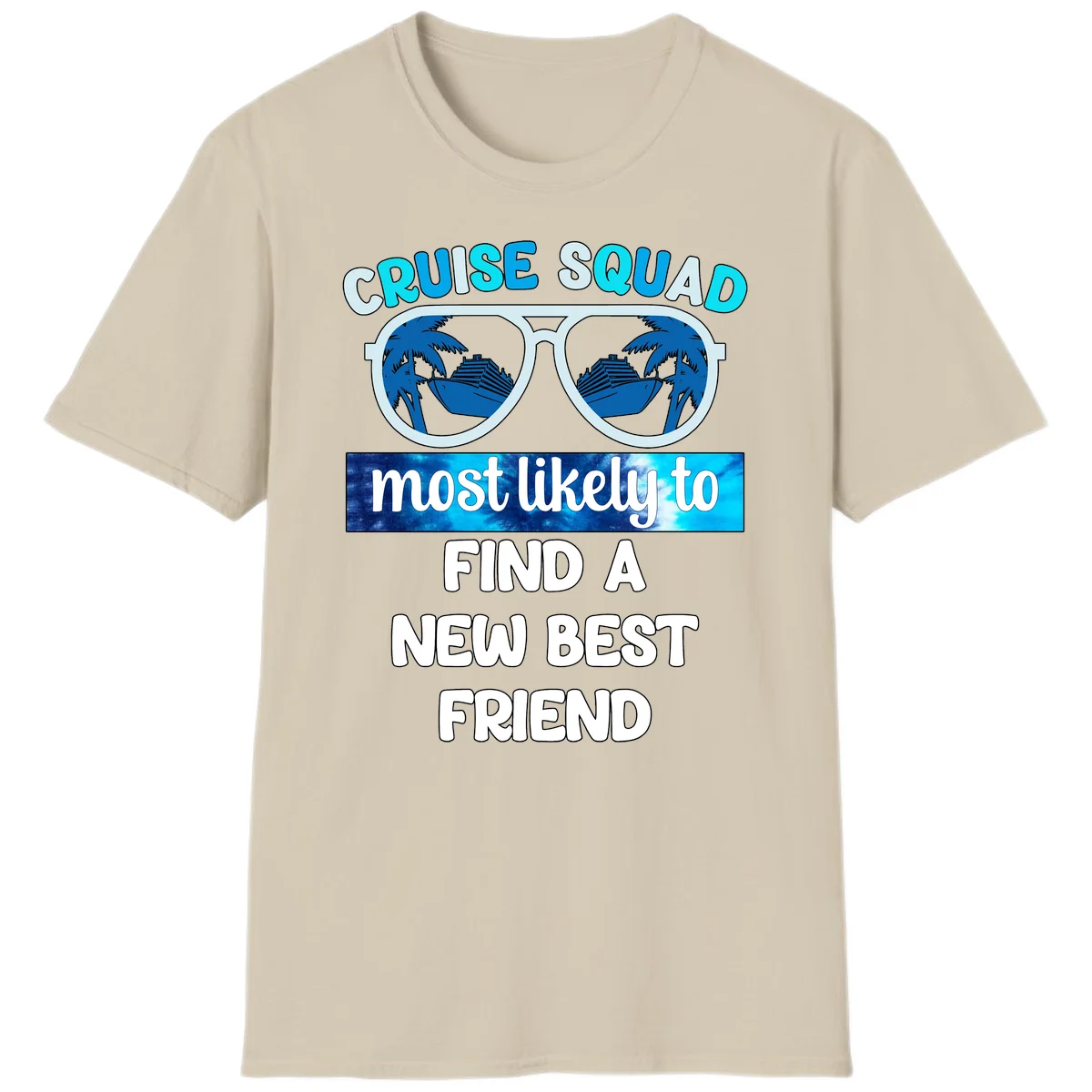 Cruise Squad Best Friend Sunglasses T-Shirt in Sand