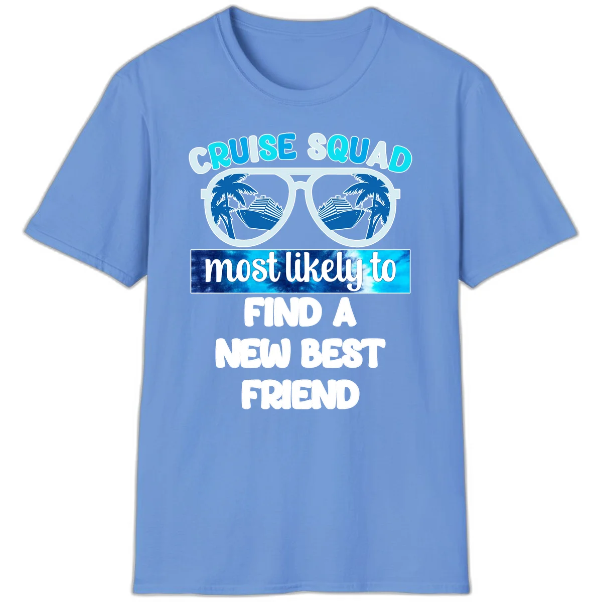 Cruise Squad Best Friend Sunglasses T-Shirt in Carolina Blue