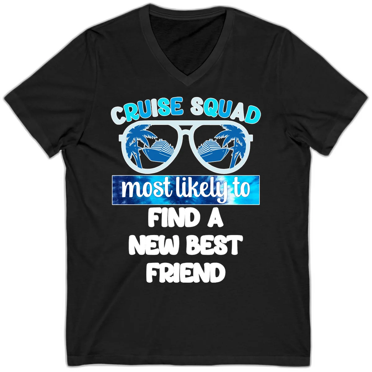 Cruise Squad Best Friend Sunglasses V-Neck in Black
