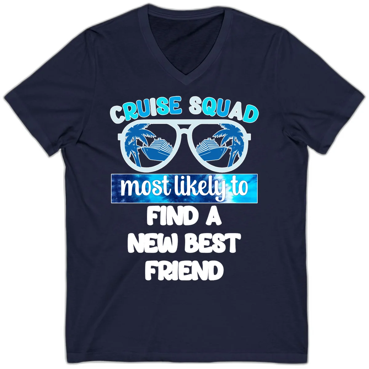 Cruise Squad Best Friend Sunglasses V-Neck in Navy