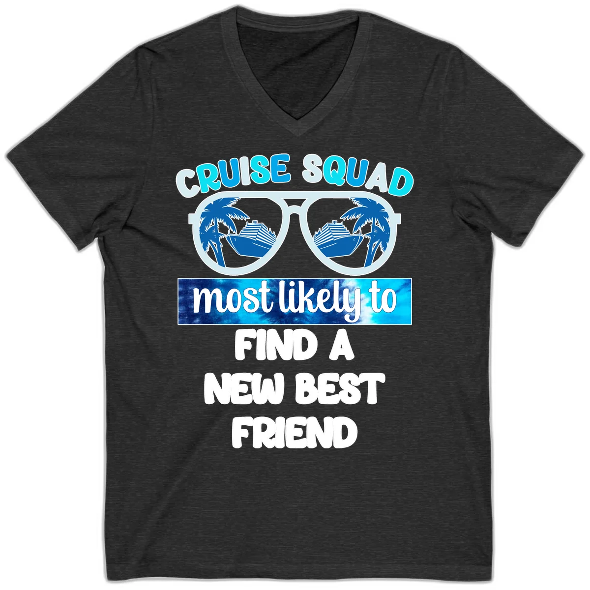 Cruise Squad Best Friend Sunglasses V-Neck in Dark Grey Heather