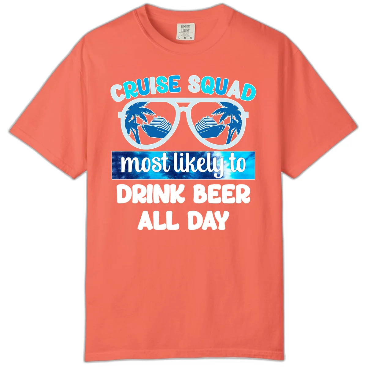 Cruise Squad Beer Sunglasses Comfort Color in Bright Salmon