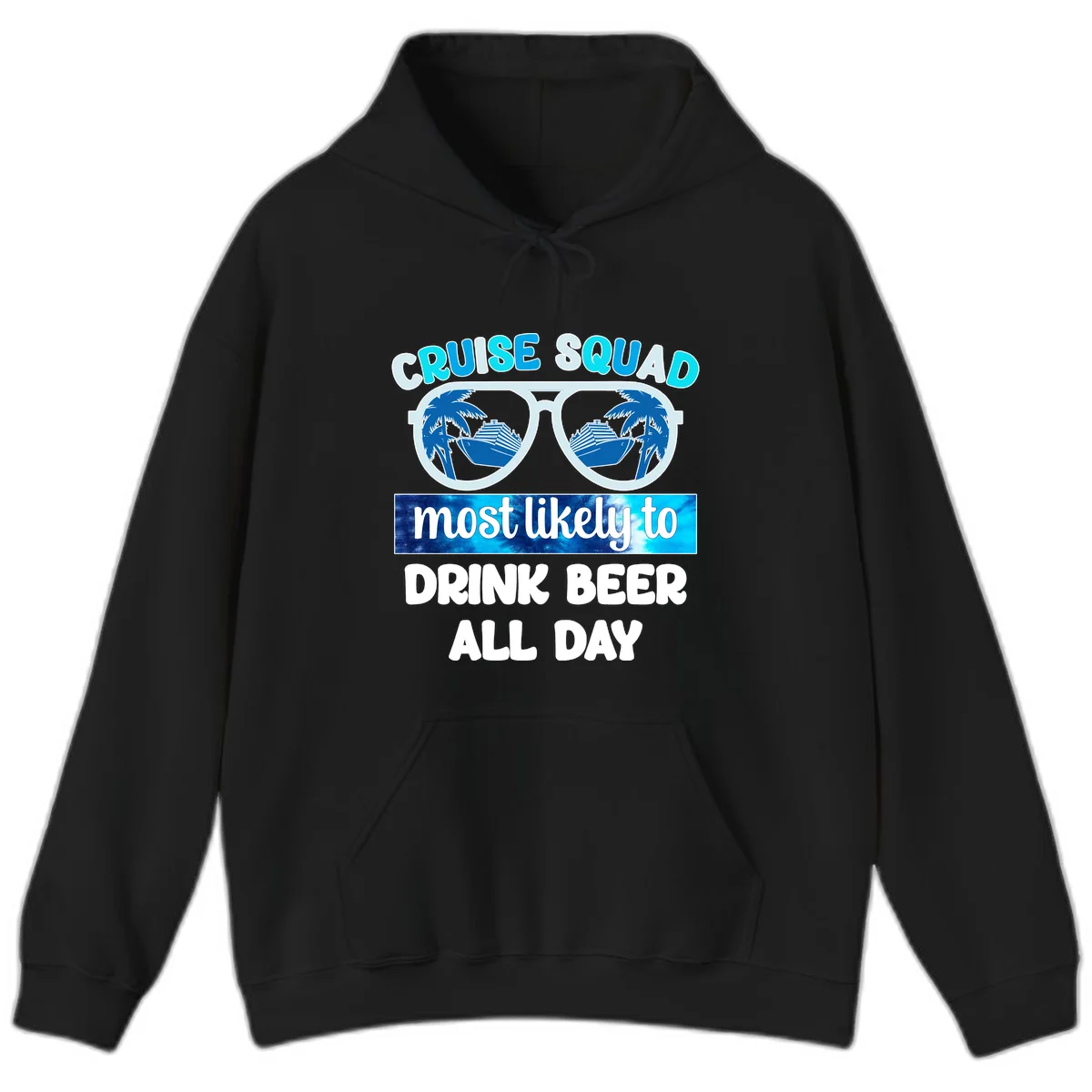 Cruise Squad Beer Sunglasses Hoodie in Black