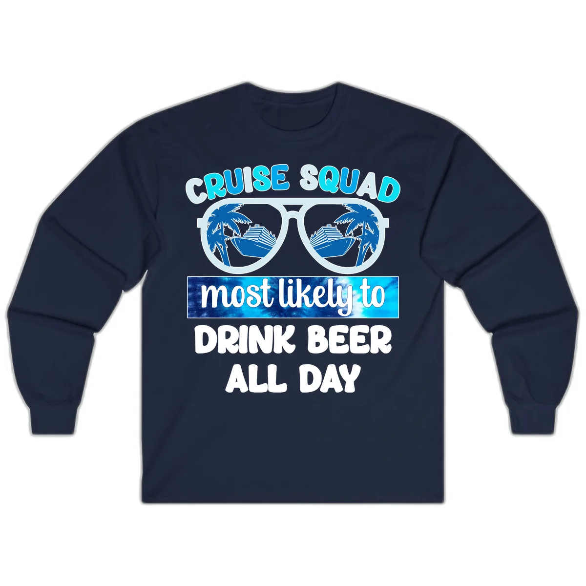 Cruise Squad Beer Sunglasses Long Sleeve in Navy