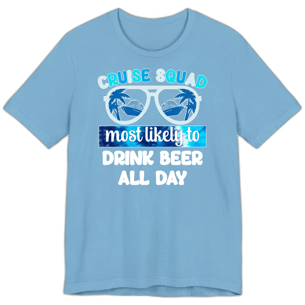 Cruise Squad Beer Sunglasses Premium T-Shirt in Ocean Blue