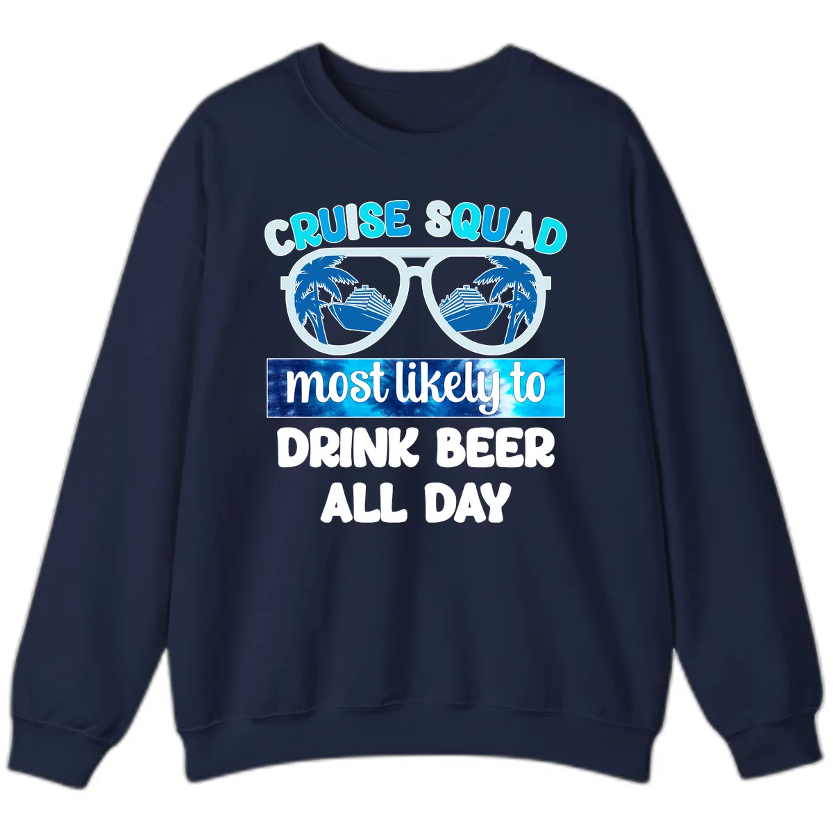 Cruise Squad Beer Sunglasses Sweatshirt in Navy
