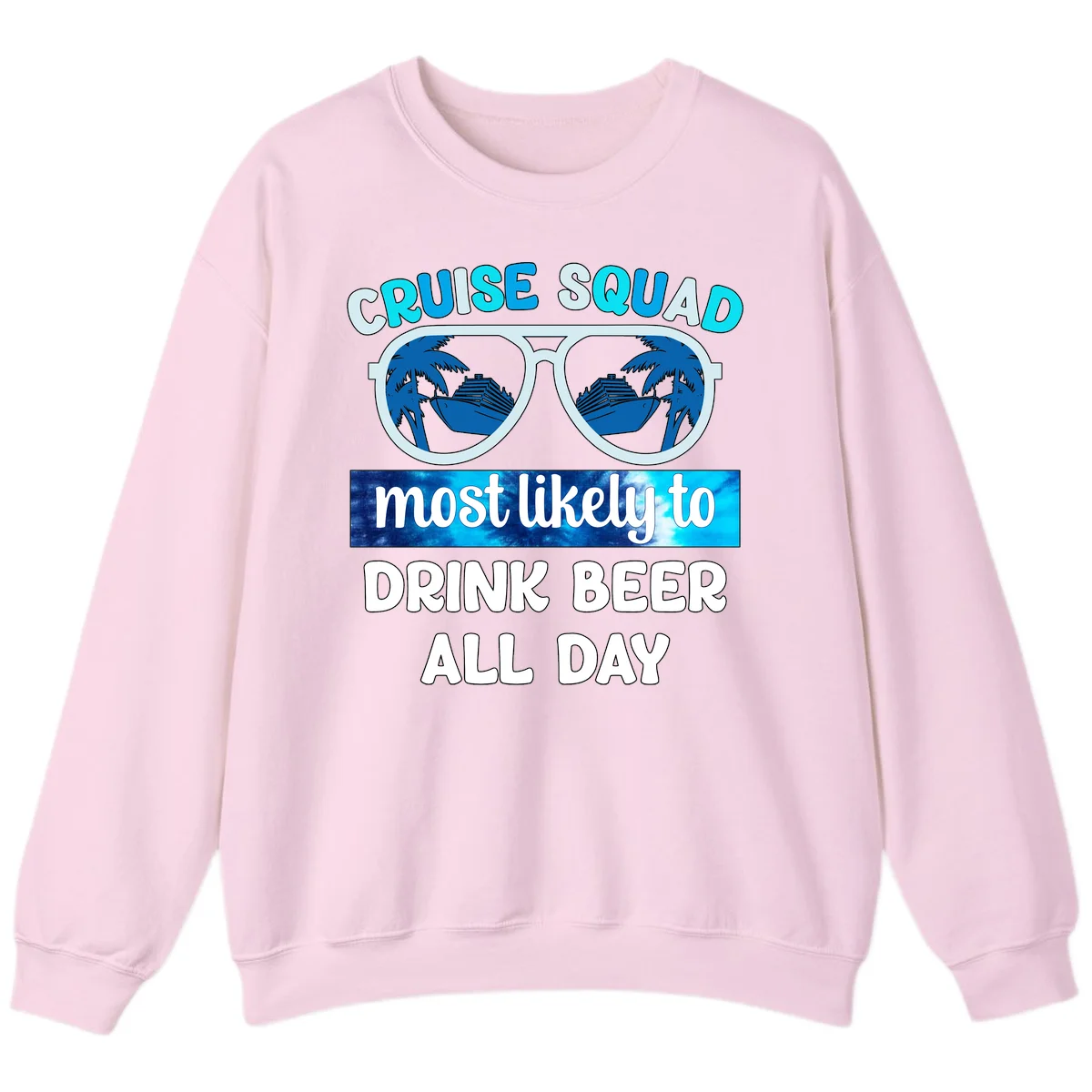Cruise Squad Beer Sunglasses Sweatshirt in Light Pink
