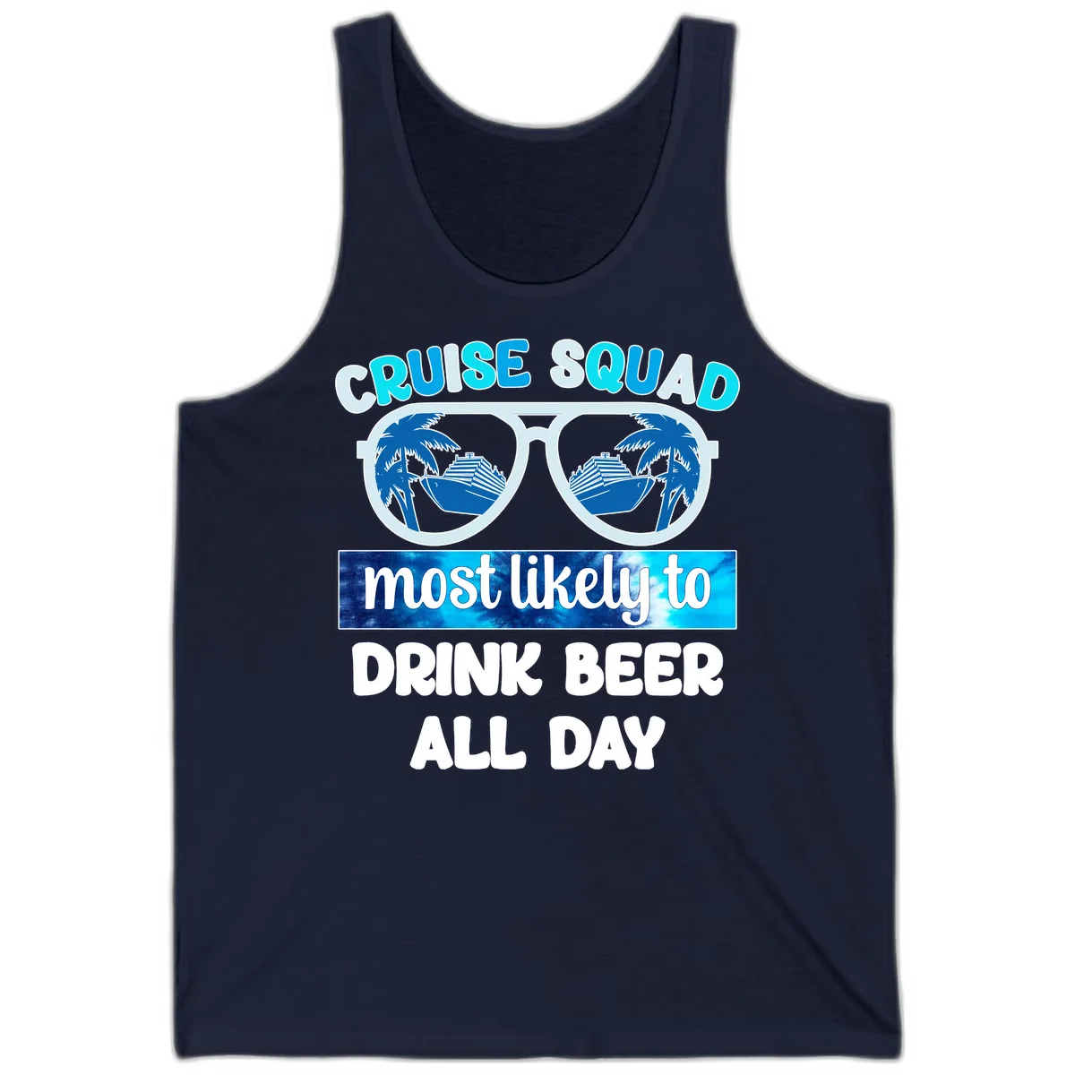 Cruise Squad Beer Sunglasses Tank in Navy