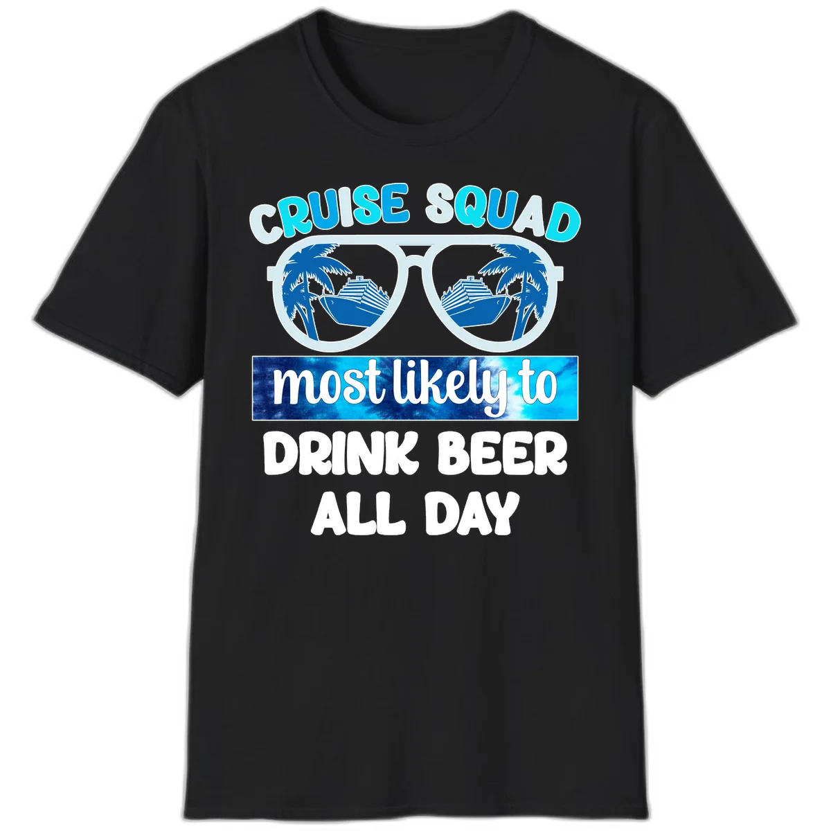 Cruise Squad Beer Sunglasses T-Shirt in Black