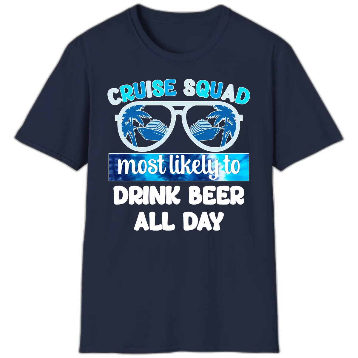 Cruise Squad Beer Sunglasses T-Shirt in Navy
