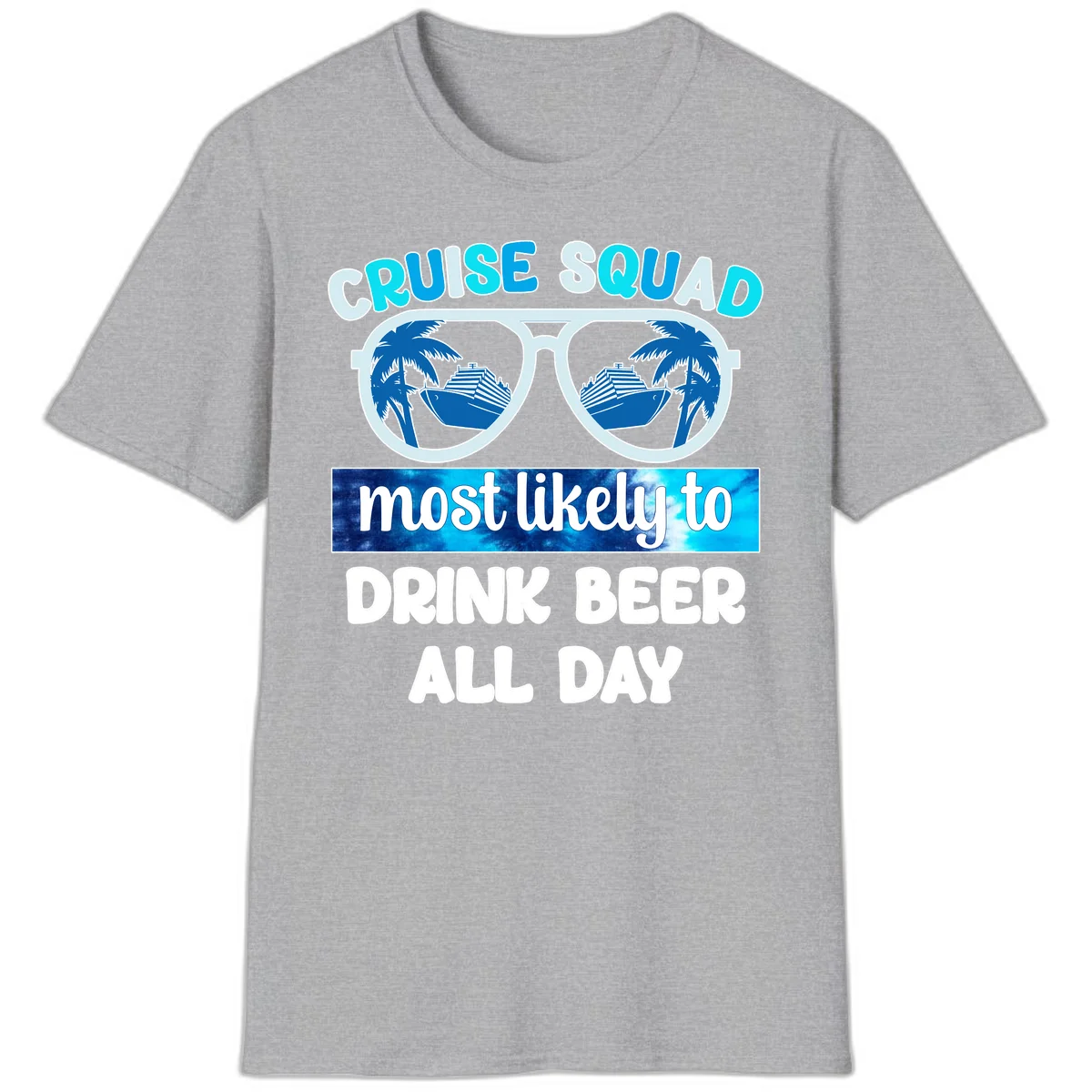 Cruise Squad Beer Sunglasses T-Shirt in Sport Grey