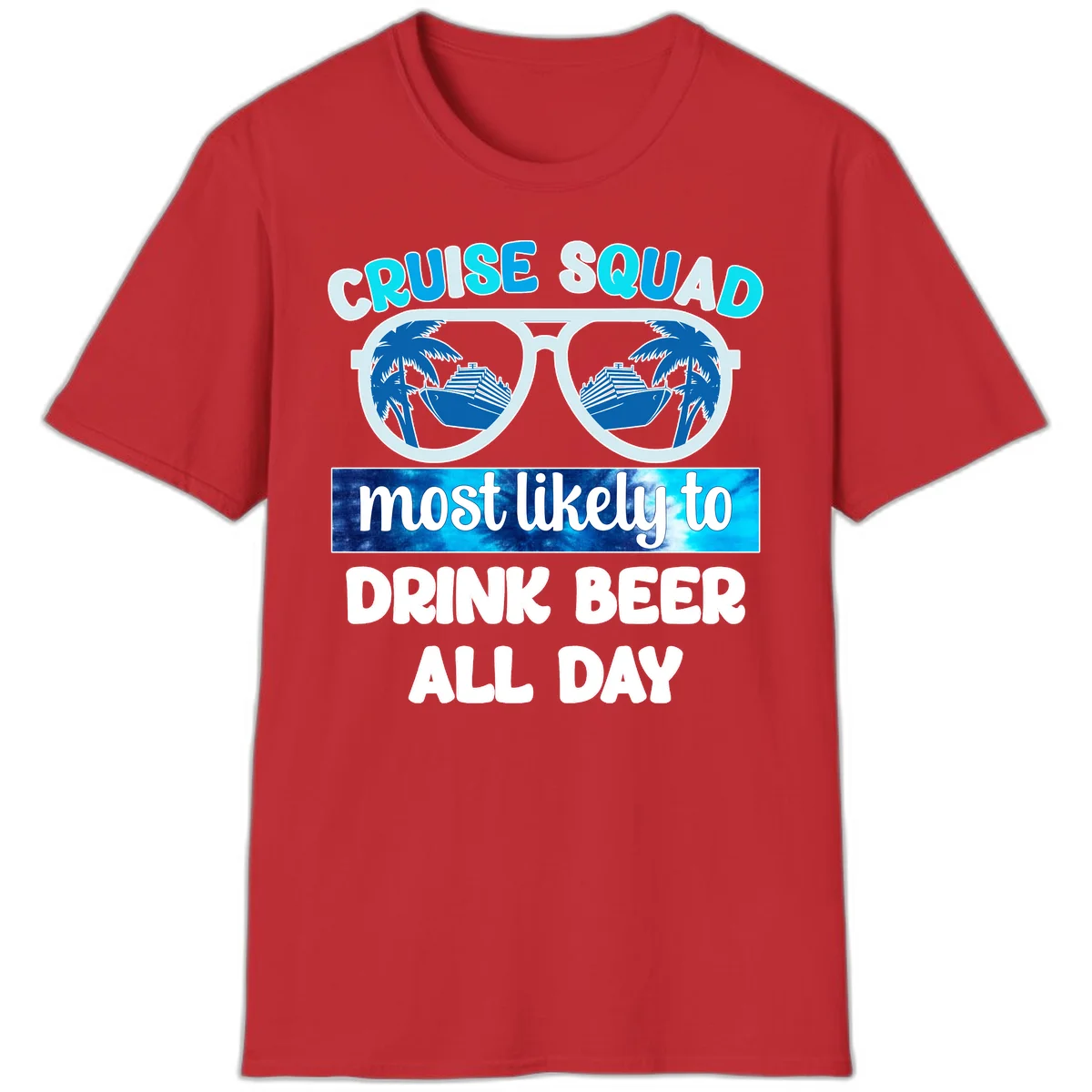 Cruise Squad Beer Sunglasses T-Shirt in Red