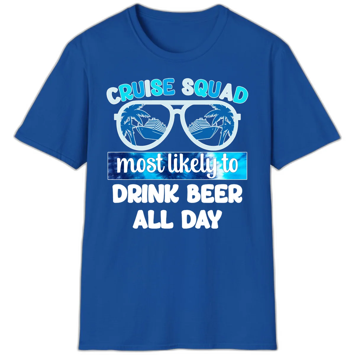 Cruise Squad Beer Sunglasses T-Shirt in Royal