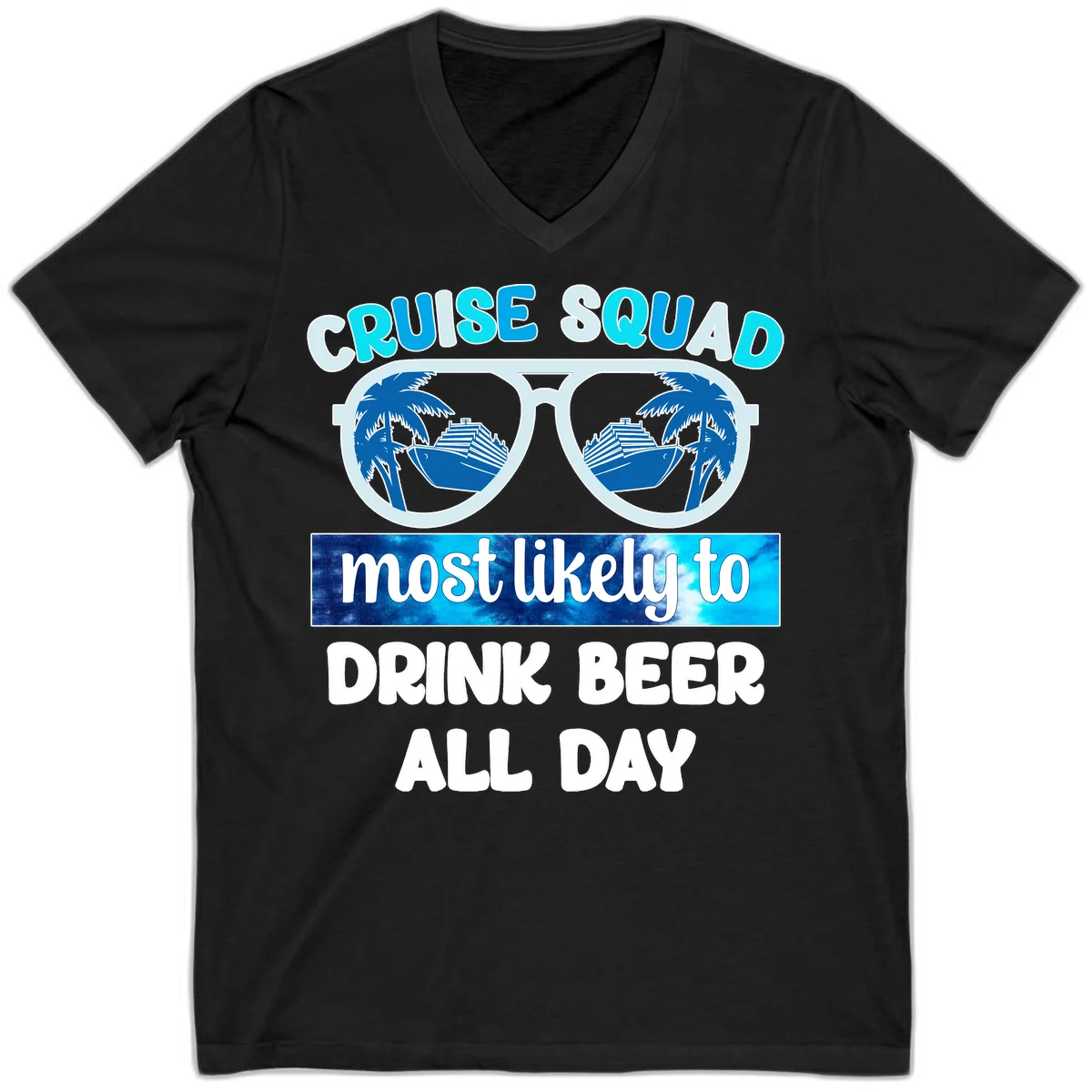 Cruise Squad Beer Sunglasses V-Neck in Black