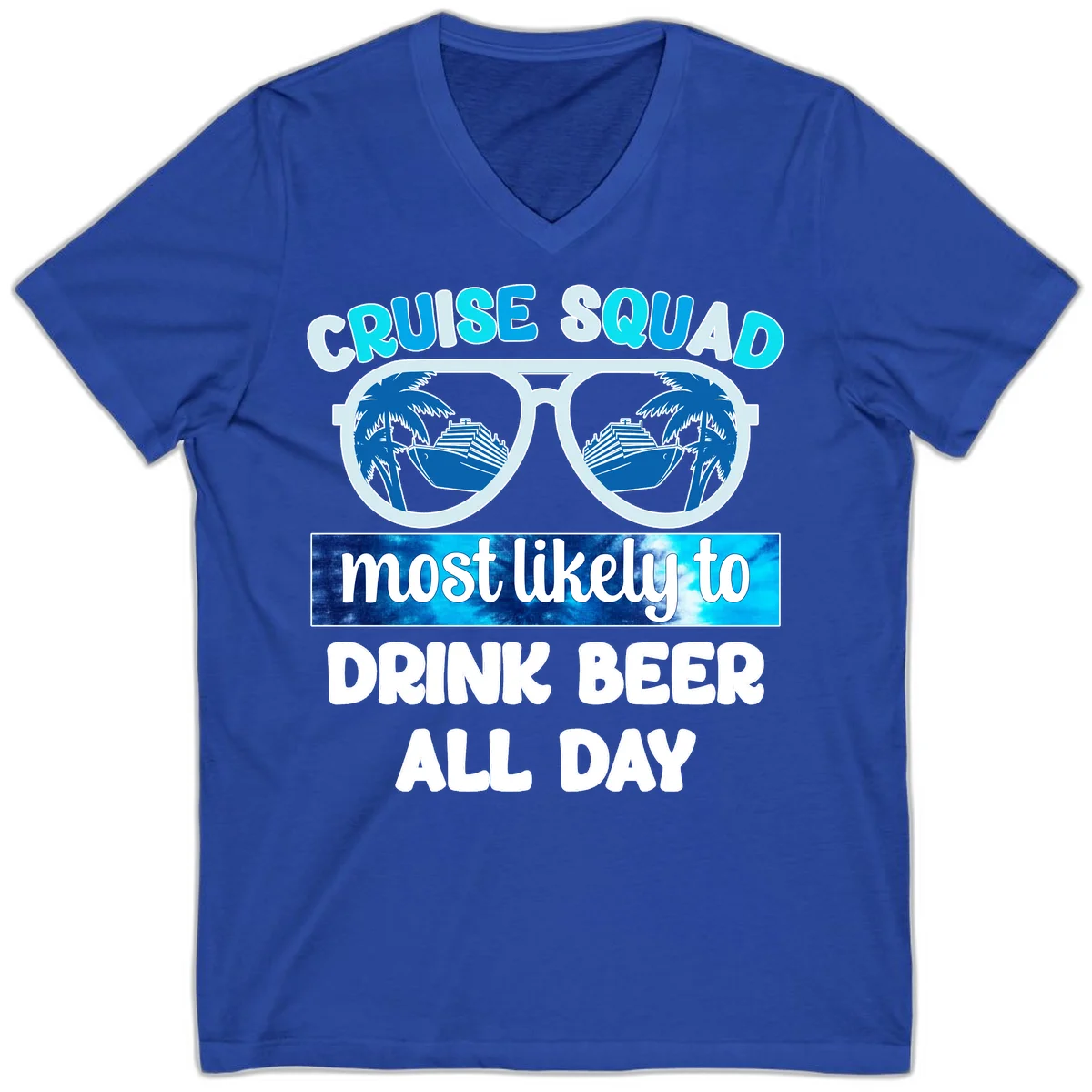 Cruise Squad Beer Sunglasses V-Neck in True Royal