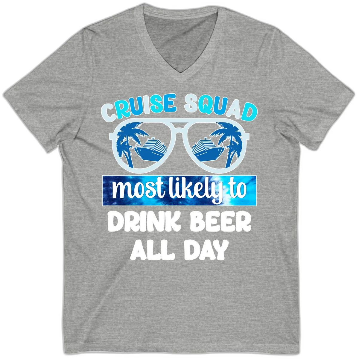 Cruise Squad Beer Sunglasses V-Neck in Athletic Heather