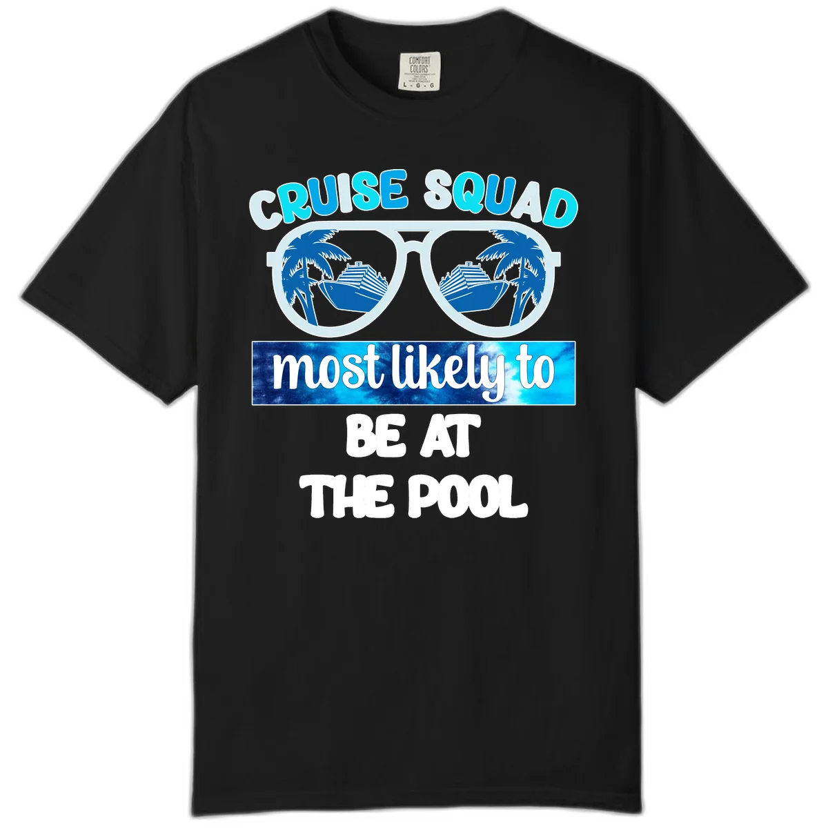 Cruise Squad Pool Party Vibes Comfort Color in Black