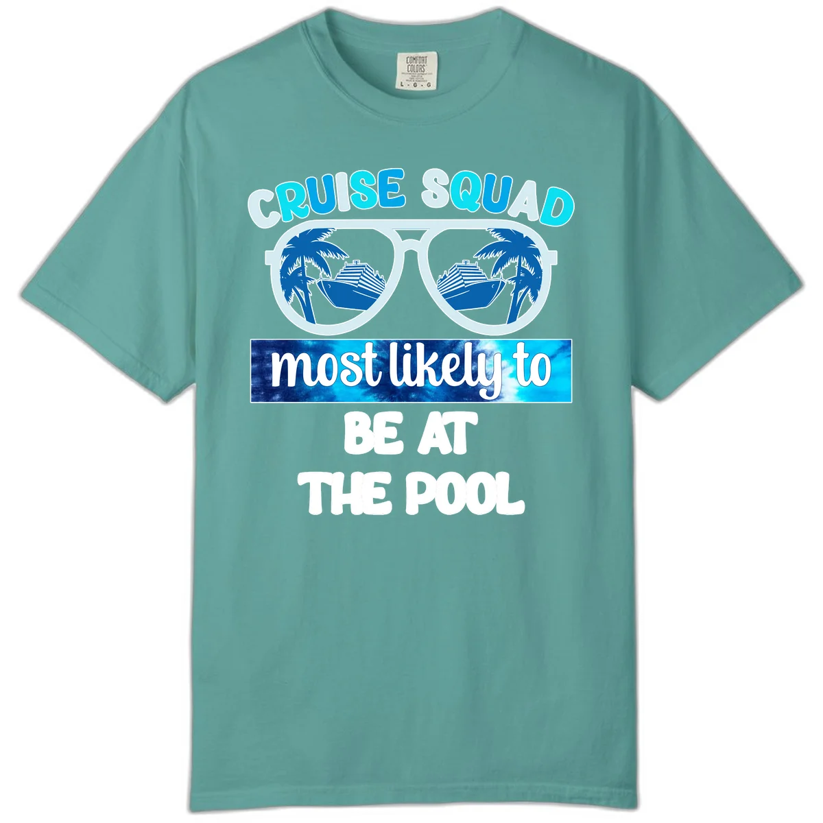 Cruise Squad Pool Party Vibes Comfort Color in Seafoam