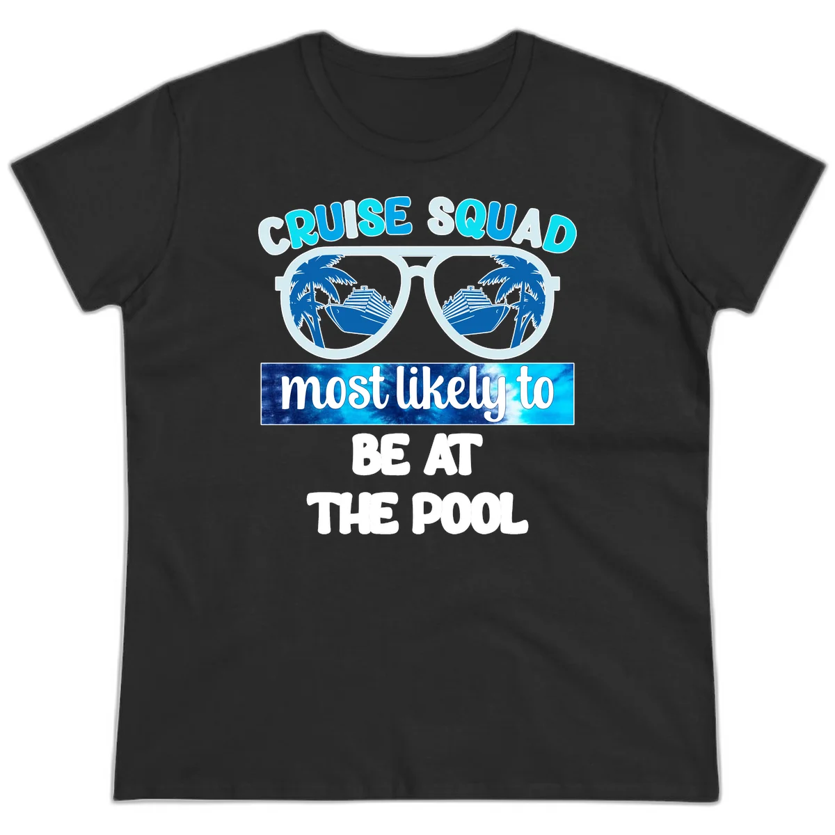 Cruise Squad Pool Party Vibes Ladies Tee in Black