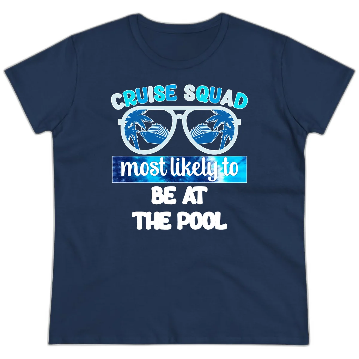 Cruise Squad Pool Party Vibes Ladies Tee in Navy
