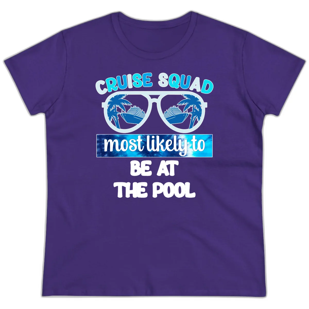 Cruise Squad Pool Party Vibes Ladies Tee in Purple