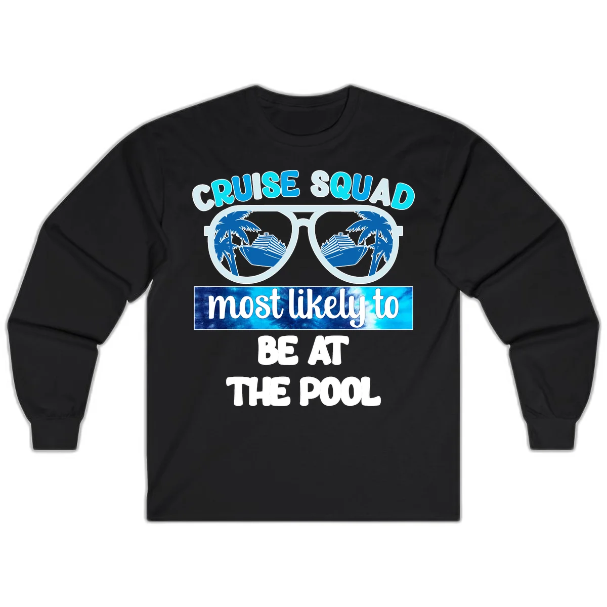 Cruise Squad Pool Party Vibes Long Sleeve in Black