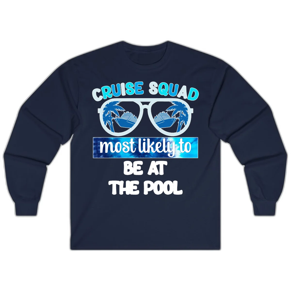 Cruise Squad Pool Party Vibes Long Sleeve in Navy