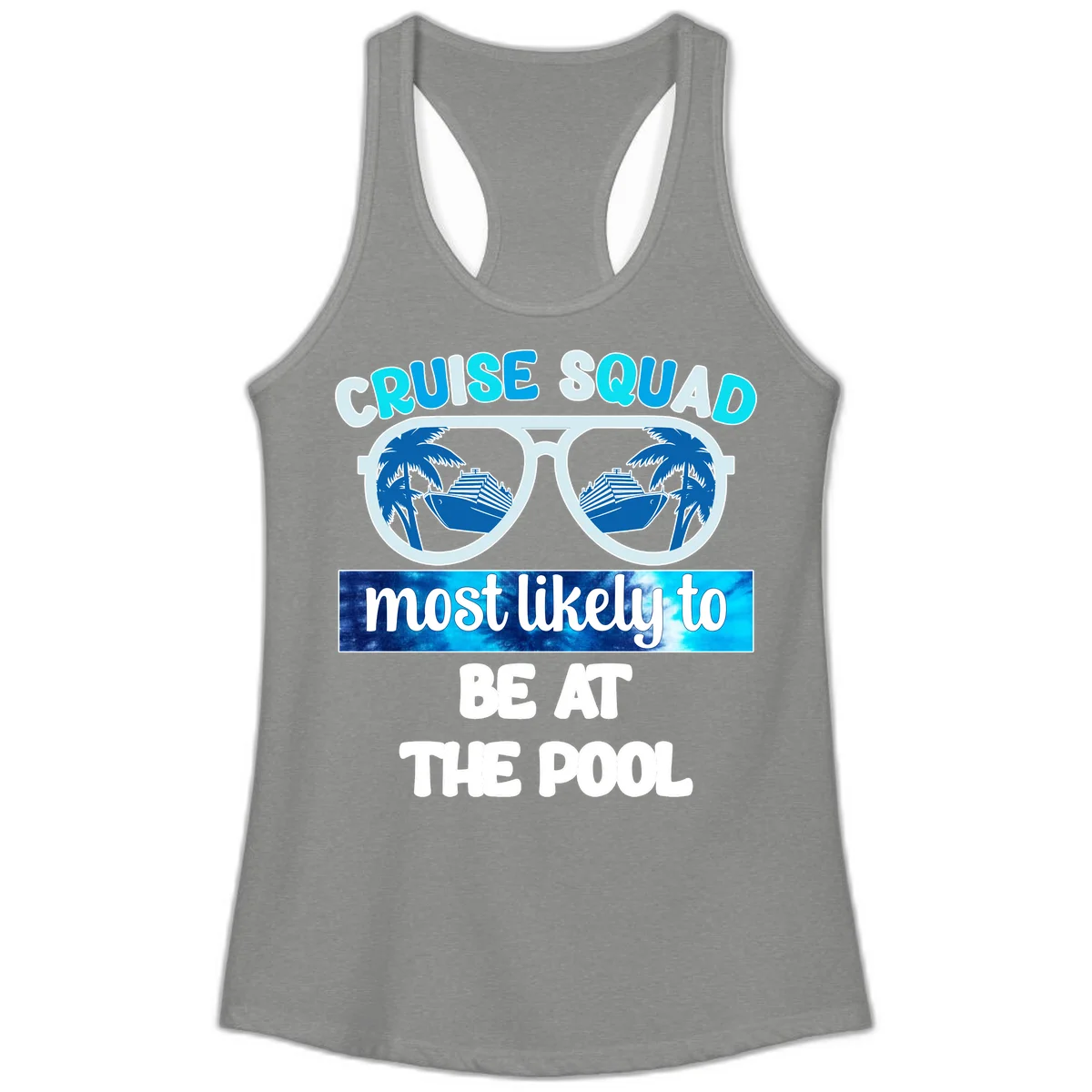 Cruise Squad Pool Party Vibes Ladies Tank in Heather Grey