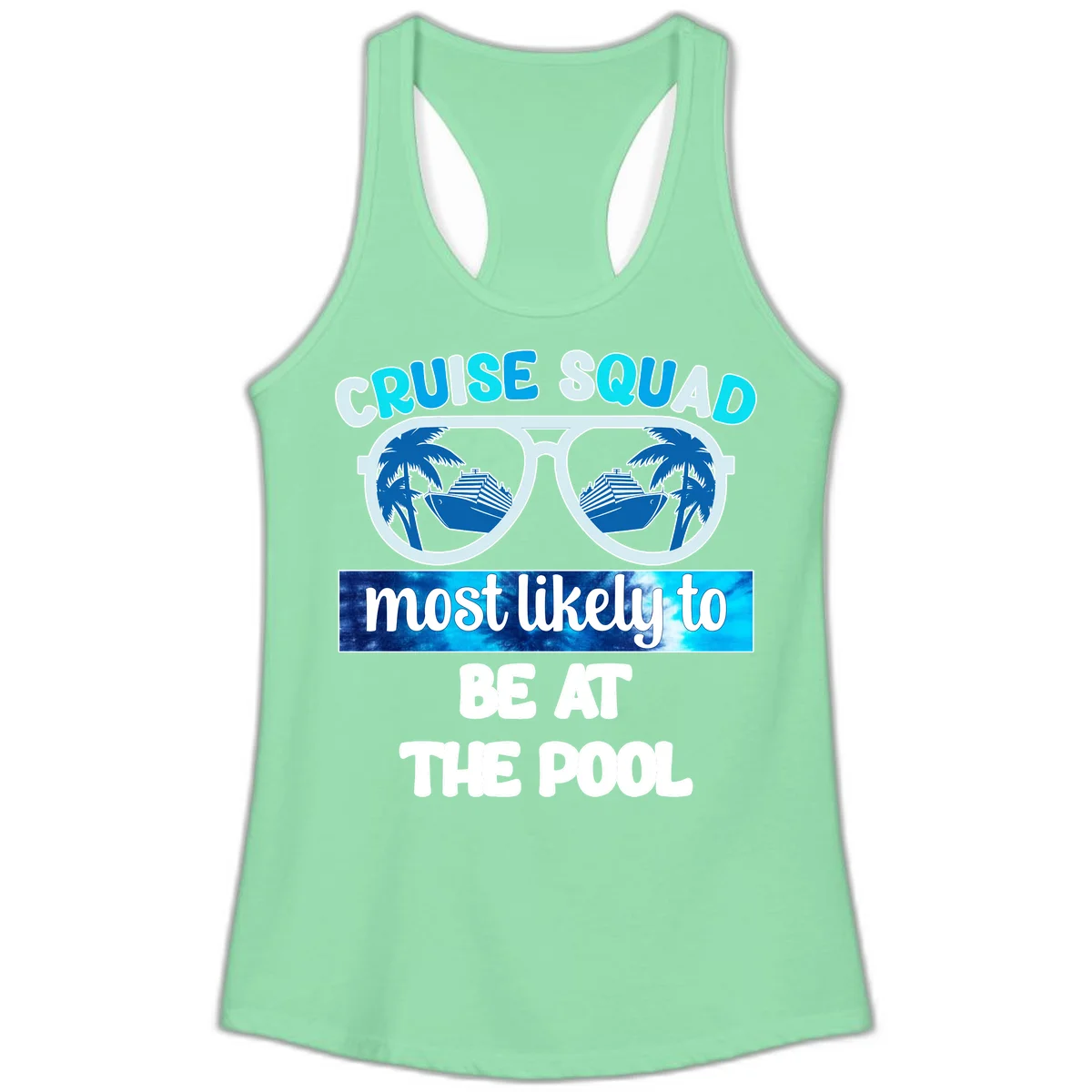 Cruise Squad Pool Party Vibes Ladies Tank in Solid Mint