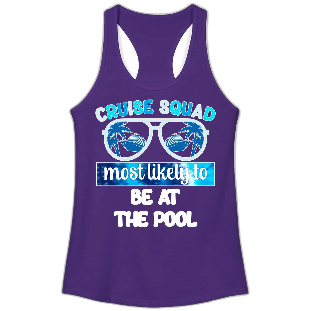 Cruise Squad Pool Party Vibes Ladies Tank in Solid Purple Rush
